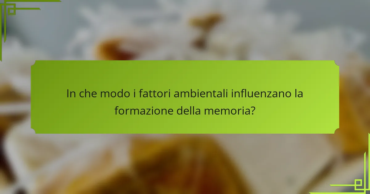 In che modo i fattori ambientali influenzano la formazione della memoria?