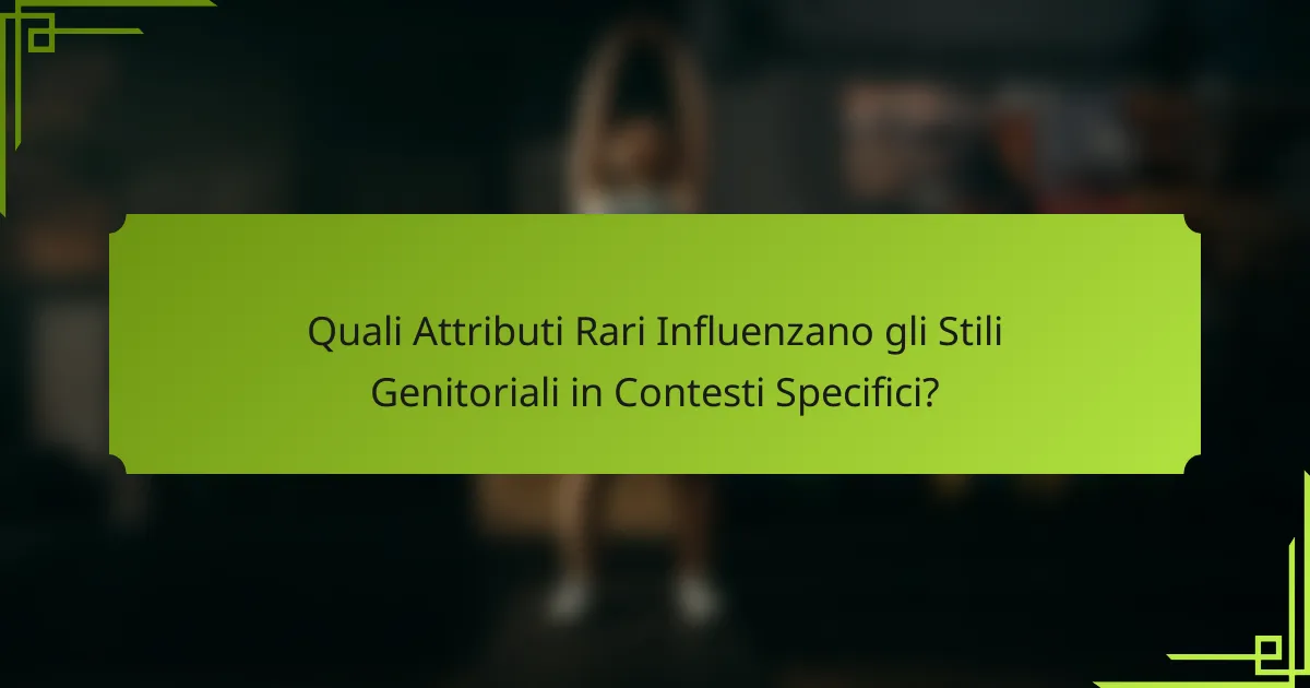 Quali Attributi Rari Influenzano gli Stili Genitoriali in Contesti Specifici?