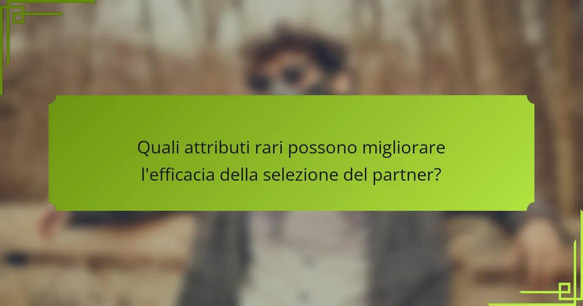 Quali attributi rari possono migliorare l'efficacia della selezione del partner?