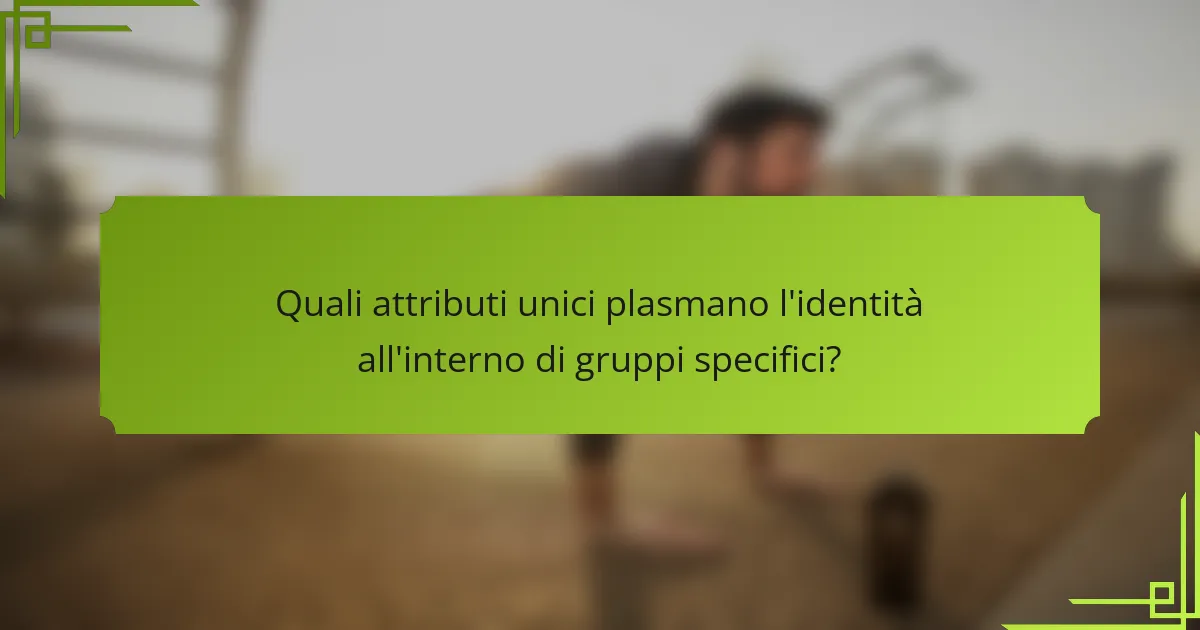 Quali attributi unici plasmano l'identità all'interno di gruppi specifici?