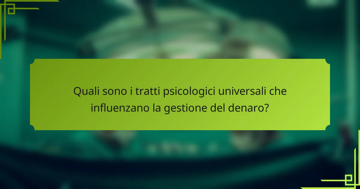 Quali sono i tratti psicologici universali che influenzano la gestione del denaro?